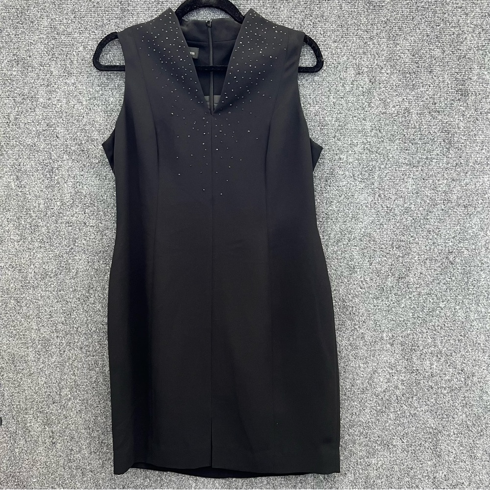 Jones New York Dress Basic Black Sleeveless V-Neck Petite 12 12P Knee Length
